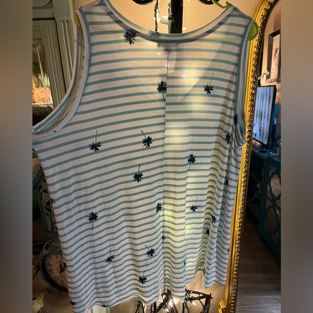 Lane Bryant Striped Palm Tree Tank Sz 22/24 - Picture 6 of 6